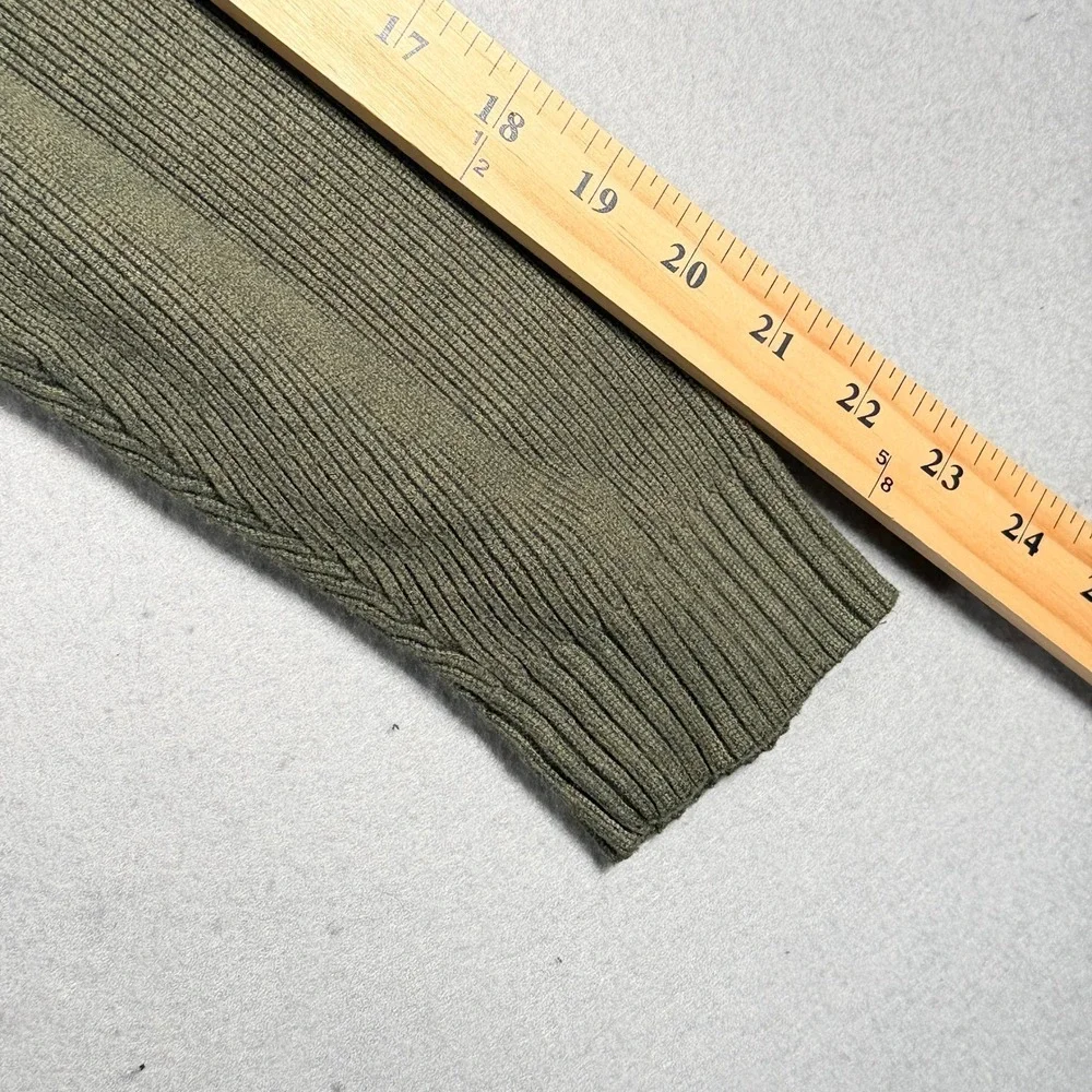 Mizzen+Main Men Olive Green Ribbed‎ Mock Neck Button Up Sweater XL Comfort